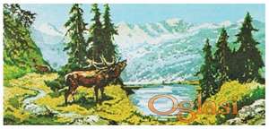 Komplet za izradu goblena Wiehler MORGENSTIMMUNG AM BERGSEE 82x41